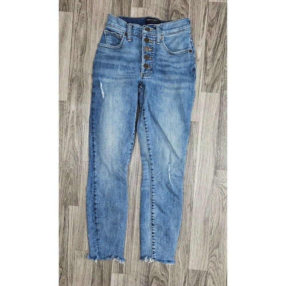 Lucky Brand Women Size 0/25 Bridgette Button Fly Distressed High Rise Crop Jeans